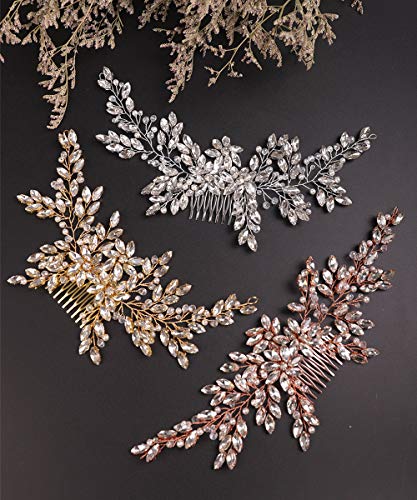 Denifery Silver Bridal Hair Comb with Pearls & Rhinestones