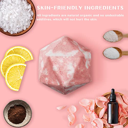 Large D20 Bath Bomb with Surprise Polyhedral Dice | Dragon Blood Scent & Skin-Friendly Ingredients