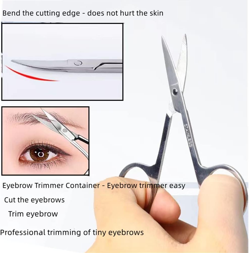 Small Beauty Scissors - 3.5in Curved Facial Hair Grooming | Eyebrow, Eyelash, Nose Hair Trimming (3 Pack)