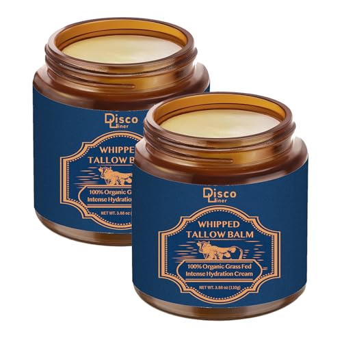 Discoliner 2: 100% Grass-Fed Whipped Beef Tallow Balm – Ultra Moisturizing Face & Body Cream with Honey, Coconut & Olive Oils