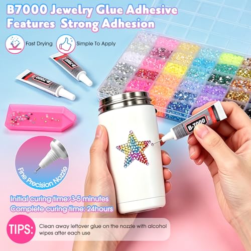 42000 Pcs Jelly Rhinestones Kit with B7000 Glue & Tools