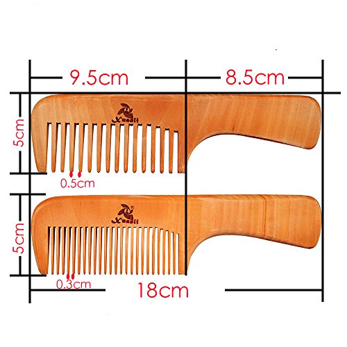 3 Pack Wooden Peach Comb Set for Women and Men - Wide & Narrow Teeth