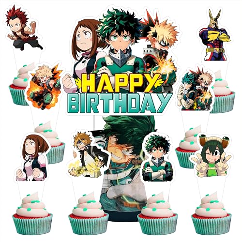 My Hero Academia Birthday Party Decorations - 25pcs Set with Cake & Cupcake Toppers