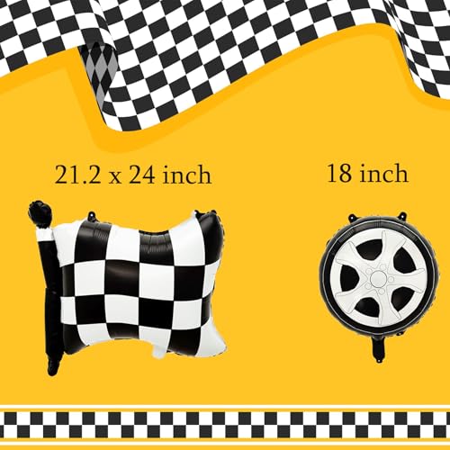 Race Car Birthday Party Decorations Set - 10 Foil Balloons & Traffic Cones