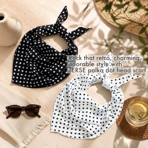 Lace Head Scarf Set - White Polka Dot Hair Accessories for Women