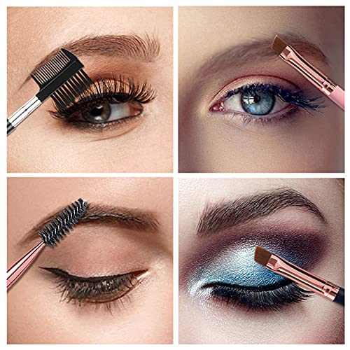 Professional Duo Eyebrow Brush & Eyelash Comb Set - Black