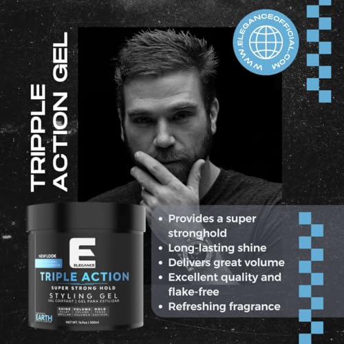 E Elegance Earth Hair Gel for Men & Women - 33.8 oz - Super Strong Hold & Extreme Volume