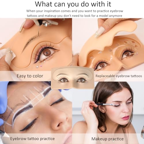 Replaceable Eyebrow Tattoo Practice Face. Permanent Makeup Silicone