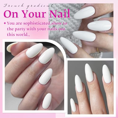 LuckForever White Medium Almond Fake Nails 240pc Press On Manicure