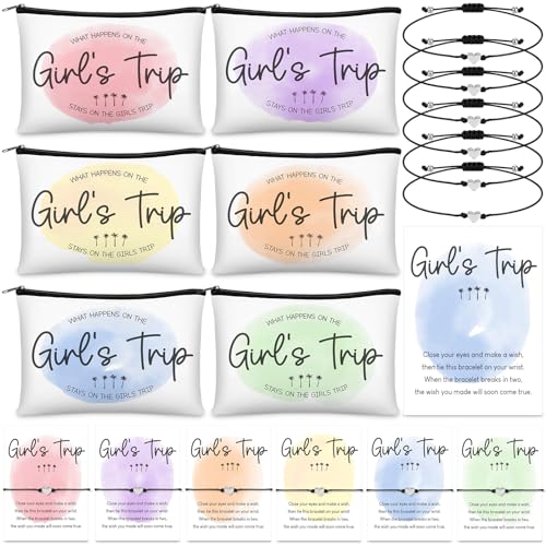 Girls Trip Gift Set — 18 Pcs Sunnymove Makeup Bags, Heart-Shaped Bracelets & Cards (Variation: Girls Trip)