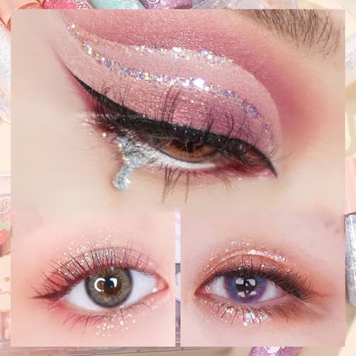 MooGlamor 6 Pcs Liquid Glitter Eyeshadow Set Waterproof Long-Lasting Transparent Bear