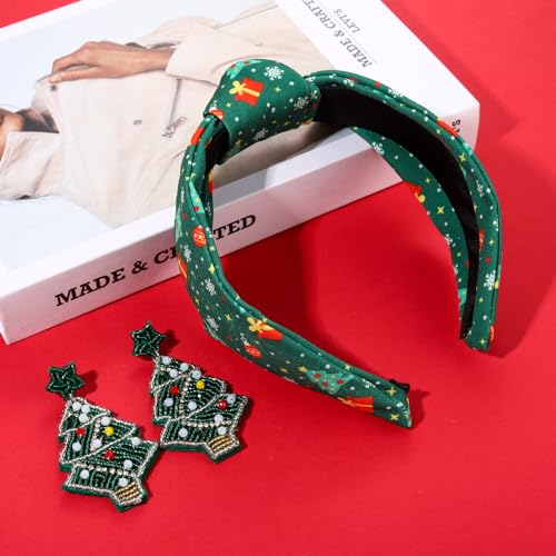 YAHPERN Christmas Headband for Women – Reindeer, Snowflake, Tree & Candy Cane Knit Festive Hair Accessory
