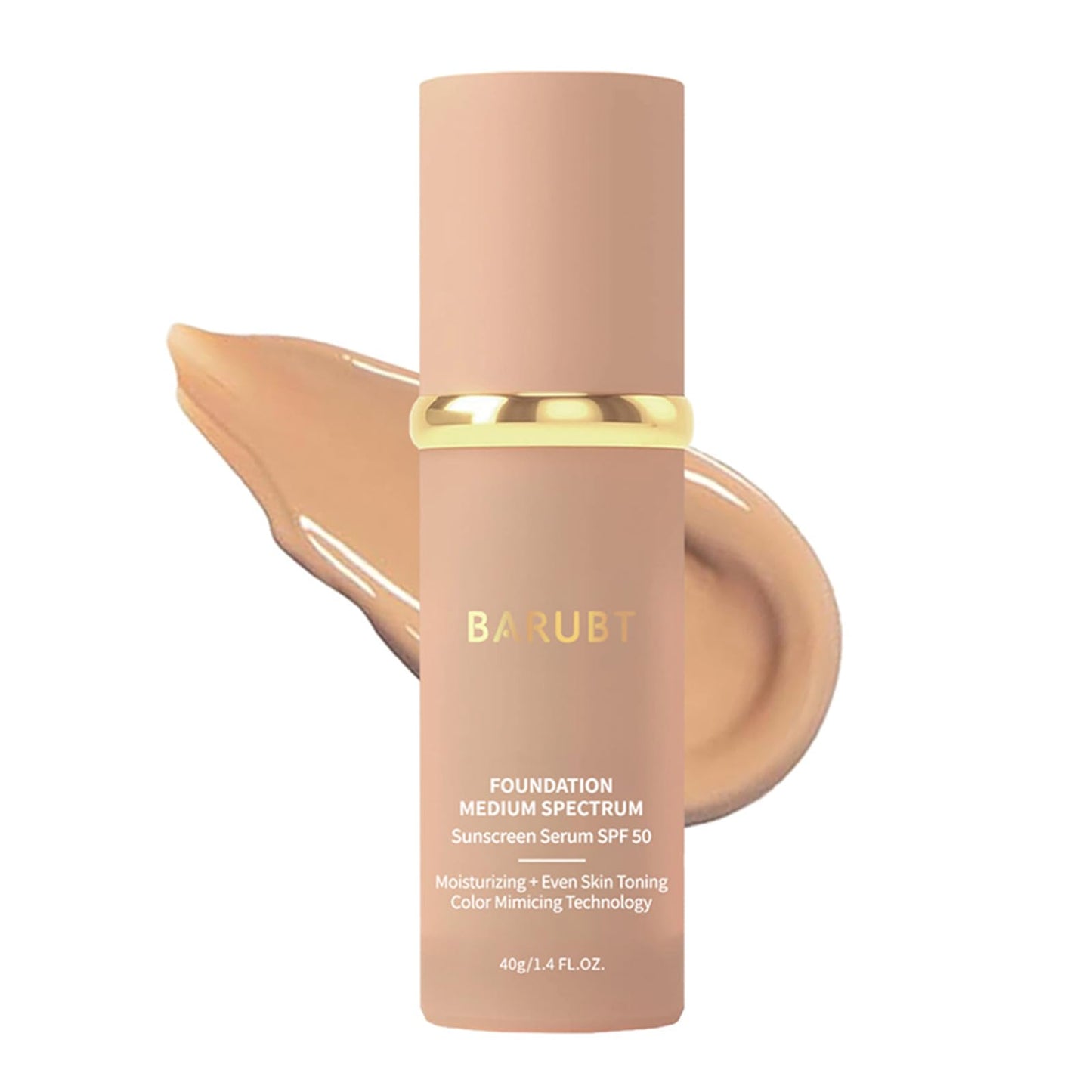 BARUBT 4 in 1 Color Changing Foundation - Medium Spectrum, Evening Skin Tone, Long-Lasting & Waterproof, Hydrating Concealer with Medium to Full Coverage, Lightweight Flawless Finish Makeup 1.4 Fl.Oz.