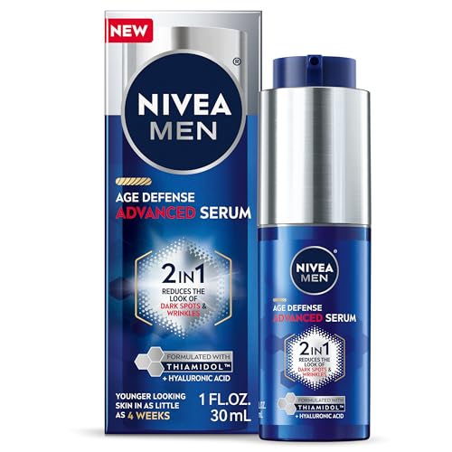 NIVEA MEN Age Defense Advanced Face Serum 1 Fl Oz - Dark Spot & Wrinkle Reduction with Thiamidol & Hyaluronic Acid