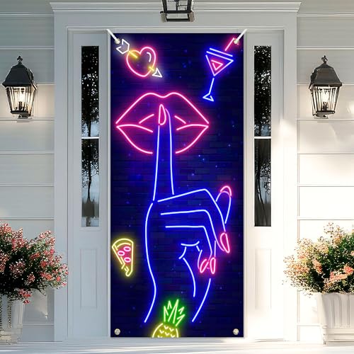 Neon Lip Banner Backdrop for Bridal Shower & Bachelorette Party - 35.4x72.8in