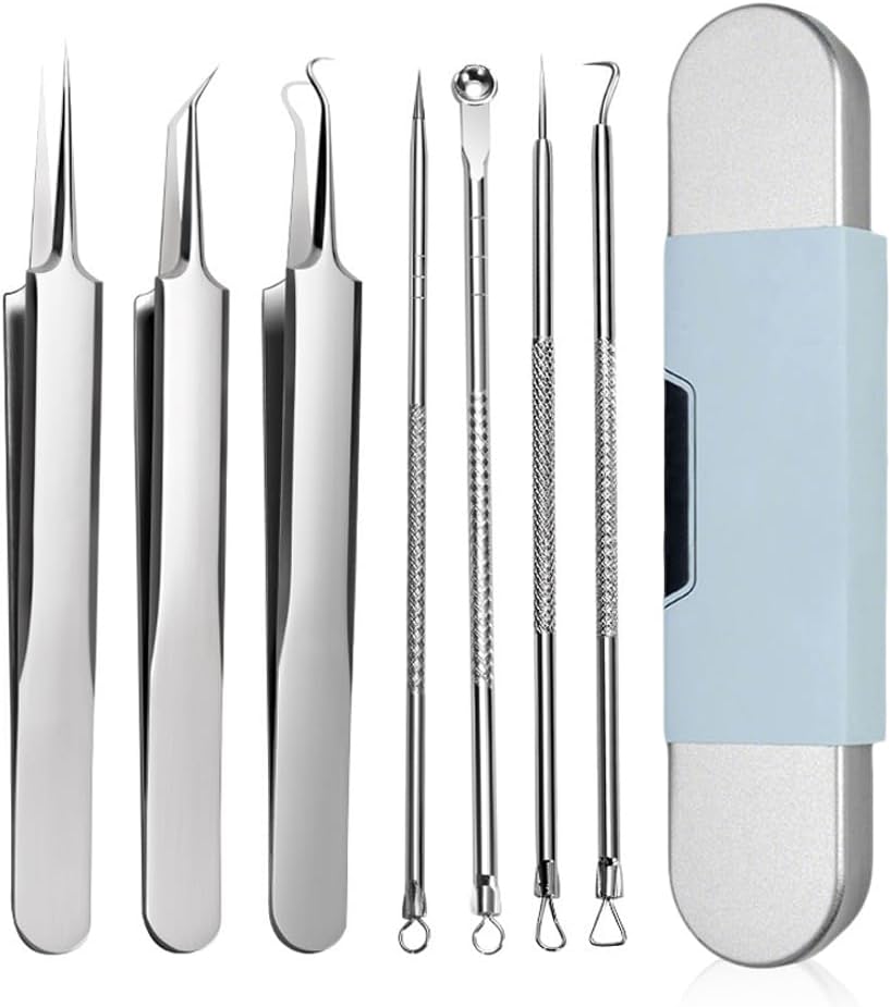 Professional Blackhead Remover Set - 7 Piece Stainless Steel Extraction Tools for Clear Skin