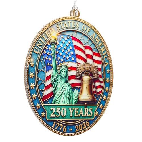USA 250th Anniversary Christmas Ornament – Liberty Bell & Flag