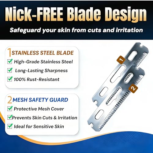VEYLA Nick-Free Back Shaver for Men,17.7 in Extendable Aluminum Alloy Long Handle, 4.9 in Wide Replaceable Blade, Safe for Sensitive Skin, Wet or Dry Use DIY Full Back Hair Remover£¨1 Pack£©