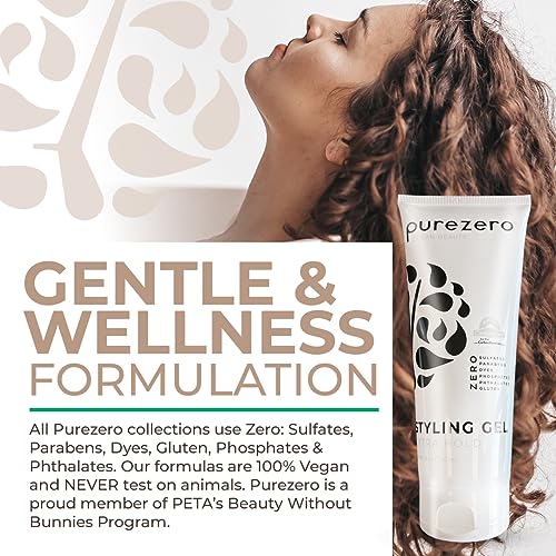 Purezero Styling Gel for Volume and Control, Vegan & Sulfate-Free, 8oz (2 Pack)