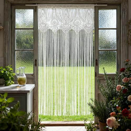 Elegant French Lace Sheer Door Curtain - 39x78 Inch White Panel