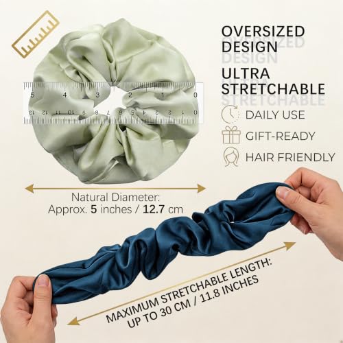 Vintage Muted 7PCS Satin Hair Scrunchies Large Soft Hair Ties for Women