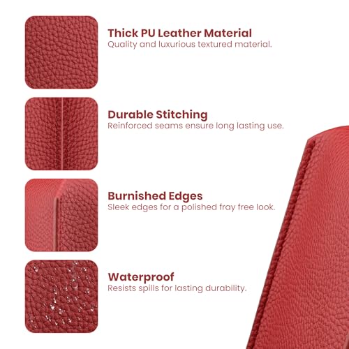Elegant PU Leather Tissue Box Holder - Crimson Red for Home & Office