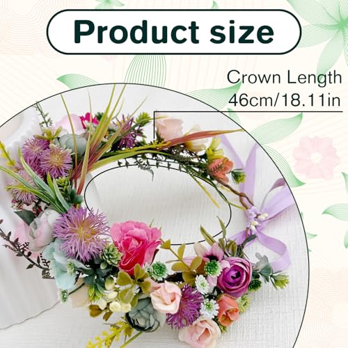 KorViSHOW Fairy Forest Flower Crown Multicolor - Adjustable Woodland Headpiece