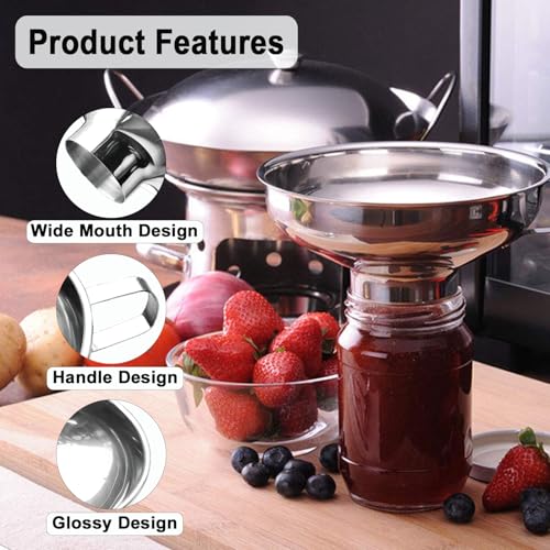 Stainless Steel Canning Funnel Set - 2 Wide Mouth Funnels for Mason Jars