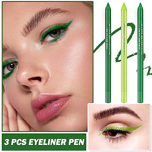 ZHISHUDL 3PCS Colorful Metallic Eyeliner Pencil Set - Waterproof & Long-lasting, Set B