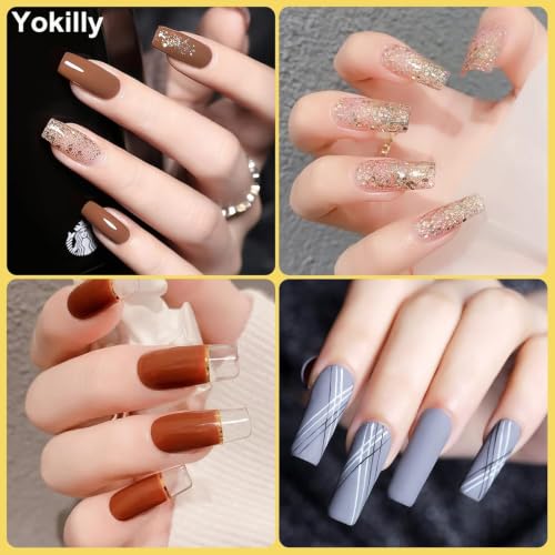 Yokilly Square Nail Tips Set - 1000 Pieces Natural & Clear Fake Acrylic Nails with 10 Sizes for DIY Manicure