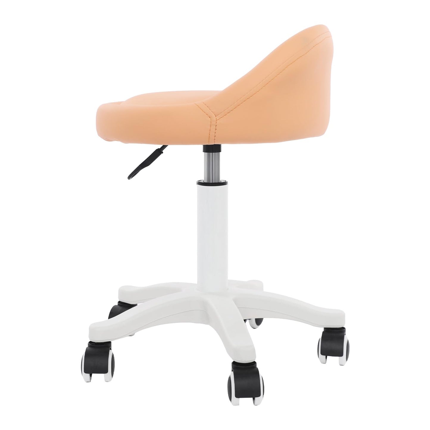 Titunjian Rolling Stool Chair with Backrest Round PU Leather Swivel Salon Stool Adjustable Height Drafting Tattoo Office Chair for Spa Salon Tattoo Massage Dental Office (Orange)