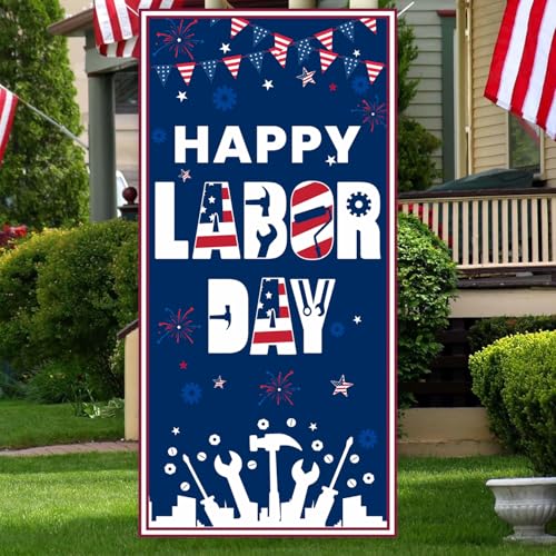 Labor Day Door Banner Sign - 72x36 Inches, Indoor/Outdoor Decoration