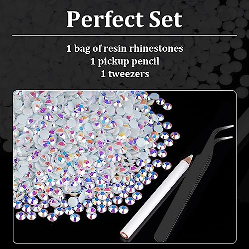 BELLEBOOST White AB 4mm Resin Flatback Rhinestones Bulk for Crafts Nails & Makeup