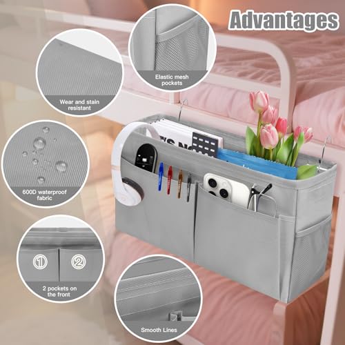 Bedside Caddy Organizer with Straps - Versatile Storage in Grey