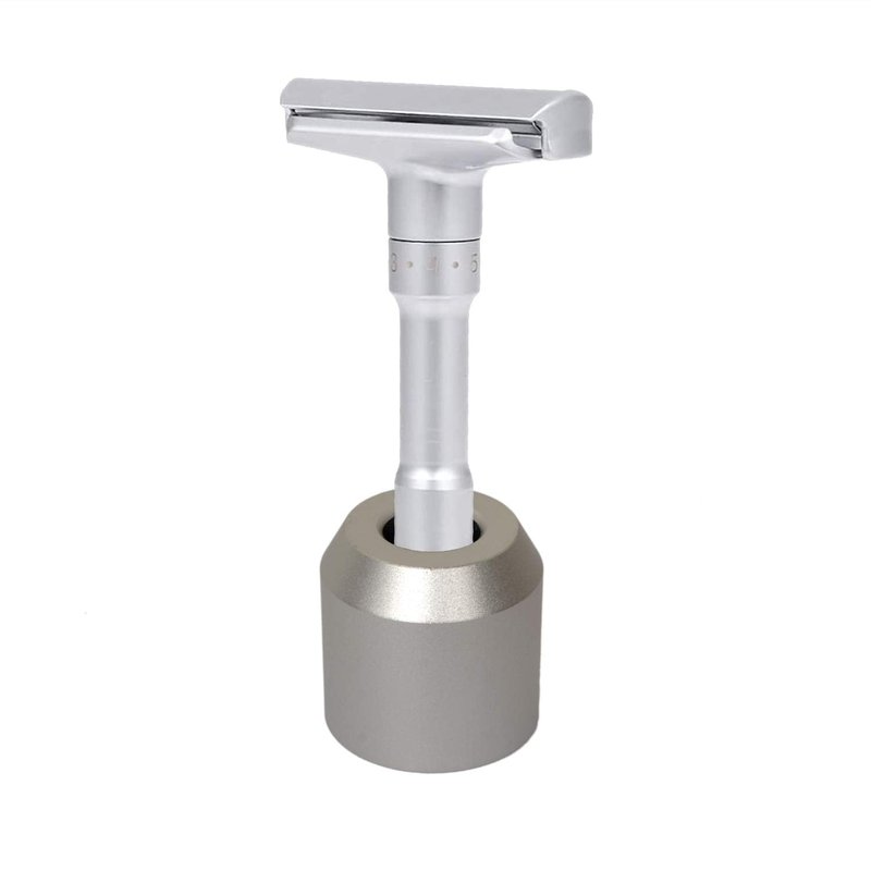 Evaty Men's Safety Razor Stand Aluminum Alloy Desk Pen Holder Toothbrush Shaving Razor Base Stand (B-Silver)