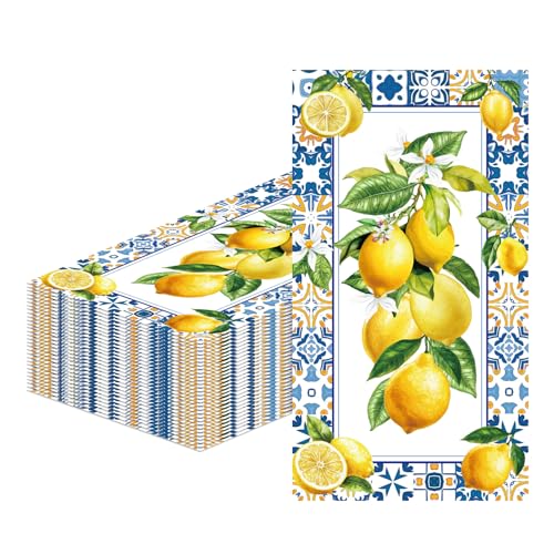 Lemon Disposable Paper Napkins - 100 Pack, 4.3 x 7.8 Inches