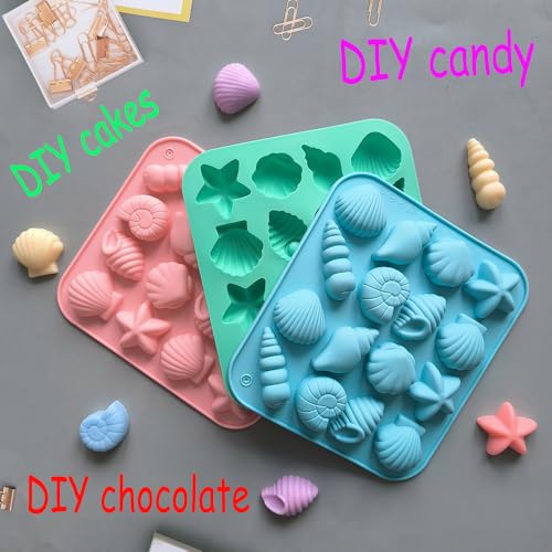 3-Piece Shell-Shaped Silicone Molds for Baking & Crafts