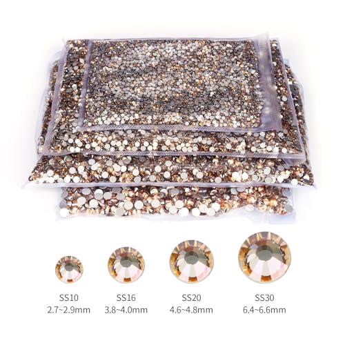 Golden Shadow Rhinestones Bulk - 10000PCS SS10 Flat Back Gems 2.7-2.9mm