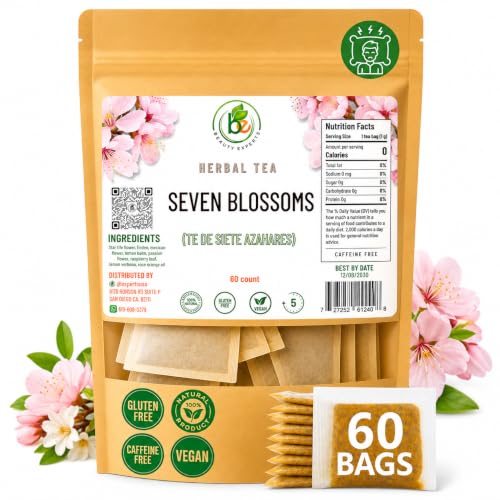 7 Blossoms Herbal Tea – 60 Caffeine-Free Tea Bags – 100% Natural & Vegan