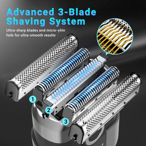 LYRSLF Portable Electric Foil Shaver for Men, Wet & Dry 3-Blade Razor