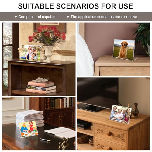 6 Pack Clear Acrylic 6x4 Inch Self Standing Picture Frames
