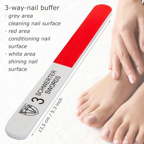 3 Swords Germany Sapphire Nail File Set – 3 Pieces with Buffer