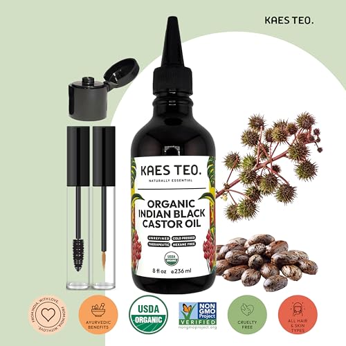 Organic Black Castor Oil for Hair Growth - 8 fl oz (Original) Kaes Teo, Cold-Pressed Hexane-Free