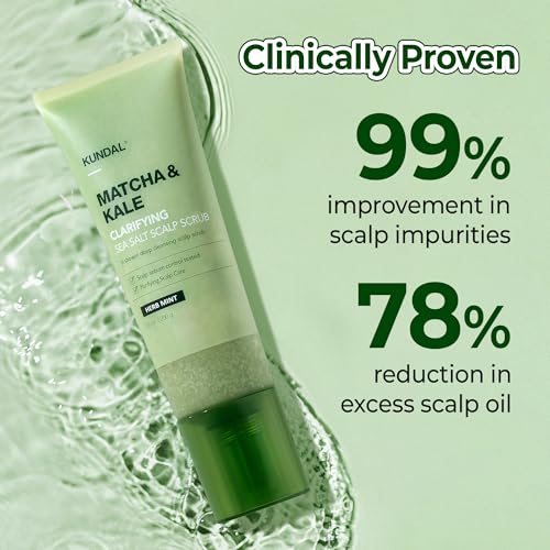 KUNDAL Matcha & Kale Clarifying Sea Salt Scalp Scrub for Hair Detox & Oil Control