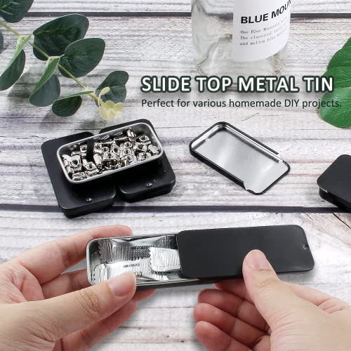 Black Sliding Lid Tin Containers - 10 Pack for DIY Projects