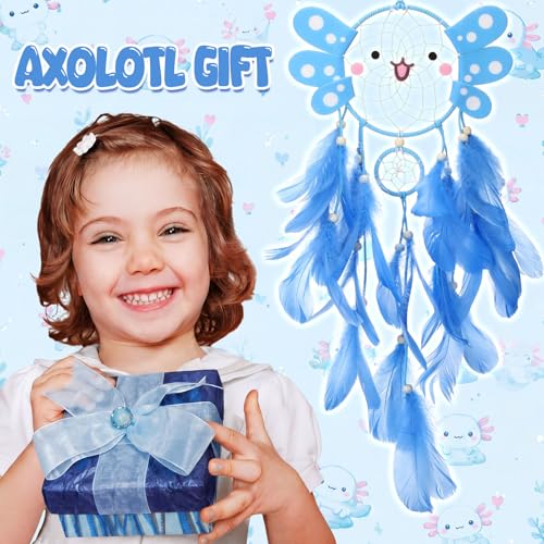 Cute Blue Axolotl Dreamcatcher Wall Decor for Kids' Rooms