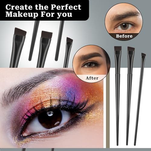 9-Piece Angled Eyeliner and Eyebrow Brush Set for Precision Makeup
