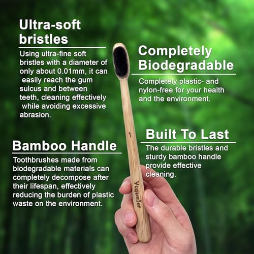 Eco-Friendly Bamboo Toothbrush for Sensitive Gums - 4 Pack