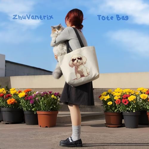 Bichon Frise Tote Bag - Cute Reusable Grocery Shoulder Bag