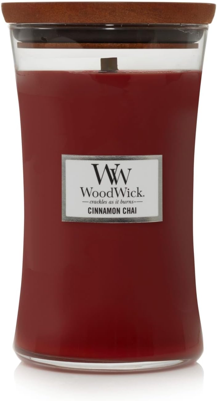 WoodWick Tonka & Almond Milk Candle - 9.7 oz Medium Hourglass with Crackling Wick | Perfect Gift for Men & Women